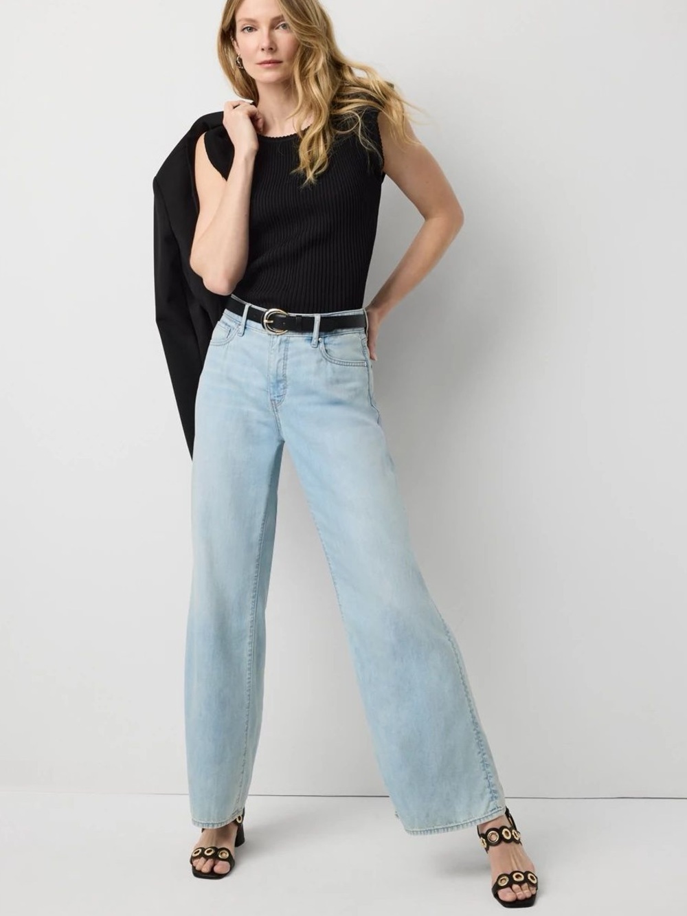 White House Black Market Mid Rise Wide Leg Light Wash Denim (2)